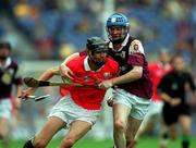 10 September 2000; Cork's Setanta Ó hAilpín in action against Niall Corcoran of Galway during the All-Ireland Minor Hurling Championship Final between Cork and Galway at Croke Park in Dublin. Photo by Ray McManus/Sportsfile