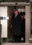 5 March 2001; FAI Chief Executive Bernard O'Byrne leads a FAI delegation into Government Buildings in Dublin, to a second meeting with An Taoiseach, Bertie Ahern, T.D., and Government Minsters, in relation to the use of Stadium Ireland by the FAI in Abbotstown, Dublin. Photo by Brendan Moran/Sportsfile