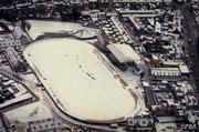 28 February 2001; An aerial view of a snow covered Harold's Cross Greyhound Stadium in Dublin. Photo by Brendan Moran/Sportsfile