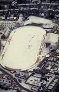 28 February 2001; An aerial view of a snow covered Harold's Cross Greyhound Stadium in Dublin. Photo by Brendan Moran/Sportsfile