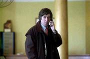 9 March 2001; John Delaney, Waterford United, talks on his mobile phone on arrival, at the Green Isle Hotel in Dublin, for a FAI Senior Council meeting on the future of eircom Park. Photo by David Maher/Sportsfile
