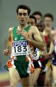 9 March 2001; Ireland's Mark Carroll (183) competes in his heat of the Men's 3000 metres during the World Indoor Athletics Championships at the Athletic Pavillion in Lisbon, Portugal. Photo by Brendan Moran/Sportsfile
