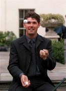 9 March 2001; Padraig Harrington demonstrates his juggling skills at the announcement of his continuation as Mount Juliet's touring professional, at the Merrion Hotel in Dublin. Photo by Damien Eagers/Sportsfile