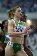 9 March 2001; Ireland's Karen Shinkins (628) competes in her heat of the Women's 400m during the World Indoor Athletics Championships at the Athletic Pavillion in Lisbon, Portugal. Photo by Brendan Moran/Sportsfile