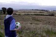 9 March 2001; Luke Fitzgerald overlooks the site where Eircom Park was due to have been built. The construction was scrapped following a decision taken at a FAI Senior Council meeting, in favour of the Government's Stadium Ireland. Photo by Damien Eagers/Sportsfile