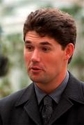 9 March 2001; Padraig Harrington speaks to media at the announcement of his continuation as Mount Juliet's touring professional, at the Merrion Hotel in Dublin. Photo by Damien Eagers/Sportsfile