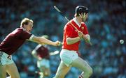 2 September 1990; Kevin Hennessy of Cork in action against Sean Tracy of Galway during the All-Ireland Senior Hurling Championship Final between Cork and Galway at Croke Park in Dublin. Photo by Ray McManus/Sportsfile