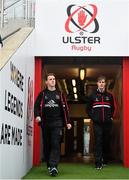 23 January 2016; Ulster's Craig Gilroy, left, and Andrew Trimble ahead of the game. European Rugby Champions Cup, Pool 1, Round 6, Ulster v Oyonnax, Kingspan Stadium, Ravenhill Park, Belfast, Co. Antrim. Picture credit: Ramsey Cardy / SPORTSFILE