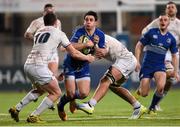 22 January 2016; Joey Carbery, Leinster, is tackled by Ross Jones, left, and Josh Redfern, Rotherham Titans. British & Irish Cup, Pool 1, Leinster A v Rotherham Titans. Donnybrook Stadium, Donnybrook, Dublin. Picture credit: Stephen McCarthy / SPORTSFILE