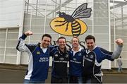 23 January 2016; Leinster supporters, from left, Dermot Doorly, Matt Moran, Michael Moriarty and Luke Hanahoe, all from Dublin, ahead of the game. European Rugby Champions Cup, Pool 5, Round 6, Wasps v Leinster. Ricoh Arena, Coventry, England. Picture credit: Stephen McCarthy / SPORTSFILE