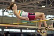 23 January 2016; Sarah Graham, St Abban's A.C, competing in the high jump during the Girls U15 Pentathlon at the GloHealth Combined National Indoor Championships. AIT International Arena, Athlone, Co. Westmeath. Picture credit: Sam Barnes / SPORTSFILE