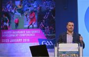 23 January 2016; Paul Earley, former Roscommon footballer and former Ireland International Rules manager, during his keynote 'Developing the Player' talk during the Liberty Insurance GAA Annual Games Development Conference 2016. The theme of the conference was 'The Coach, The Player, The Game: Building Connections'. A range of speakers addressed issues related to the coaching and playing of gaelic games at adult level’. Croke Park, Dublin. Picture credit: Piaras Ó Mídheach / SPORTSFILE
