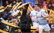 23 January 2016; Leinster captain Jonathan Sexton leads his side out ahead of the game. European Rugby Champions Cup, Pool 5, Round 6, Wasps v Leinster. Ricoh Arena, Coventry, England. Picture credit: Stephen McCarthy / SPORTSFILE