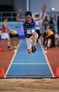 23 January 2016; Brendan Finnan, Longford A.C., competing in the long jump during the Boys U14 Pentathlon  at the GloHealth Combined National Indoor Championships. AIT International Arena, Athlone, Co. Westmeath. Picture credit: Sam Barnes / SPORTSFILE