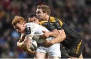 23 January 2016; Cathal Marsh, Leinster, is tackled by George Smith and Joe Launchbury, right, Wasps. European Rugby Champions Cup, Pool 5, Round 6, Wasps v Leinster. Ricoh Arena, Coventry, England. Picture credit: Stephen McCarthy / SPORTSFILE