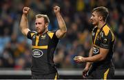 23 January 2016; Dan Robson, Wasps, celebrates at the final whistle. European Rugby Champions Cup, Pool 5, Round 6, Wasps v Leinster. Ricoh Arena, Coventry, England. Picture credit: Stephen McCarthy / SPORTSFILE