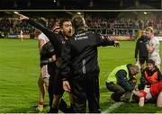 23 January 2016; Referee, Noel Mooney sends Derry Manager, Damian Barton to the line after an incident near the end of the game. Bank of Ireland Dr McKenna Cup Final, Tyrone v Derry, Athletic Grounds, Armagh. Picture credit: Oliver McVeigh / SPORTSFILE