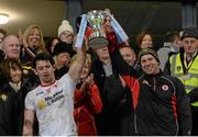 23 January 2016; Mattie Donnelly and Sean Cavanagh, Tyrone joint captains, celebrate with the Dr McKenna cup. Bank of Ireland Dr McKenna Cup Final, Tyrone v Derry, Athletic Grounds, Armagh. Picture credit: Oliver McVeigh / SPORTSFILE