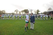 31 October 2009; Cóilín Duffy interviews Andrew Collier, Ireland, after the game. Under 21 Hurling/Shinty International, Scotland v Ireland, Bught Park, Inverness, Scotland. Photo by Sportsfile