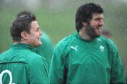 4 November 2009; Centres Brian O'Driscoll, left, and Shane Horgan during Ireland rugby squad training. University of Limerick, Limerick. Picture credit: Brendan Moran / SPORTSFILE