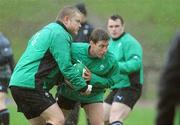 4 November 2009; Out-half Ronan O'Gara in action alongside Tom Court during Ireland rugby squad training. University of Limerick, Limerick. Picture credit: Brendan Moran / SPORTSFILE