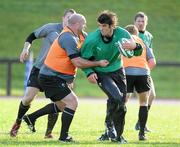 4 November 2009; Donncha O'Calllaghan is tackled by John Hayes during Ireland rugby squad training. University of Limerick, Limerick. Picture credit: Brendan Moran / SPORTSFILE