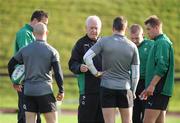 4 November 2009; Assistant coach Alan Gaffney in conversation with backs, from left, Tommy Bowe, Peter Stringer, Ronan O'Gara, Keith Earls and Luke Fitzgerald during Ireland rugby squad training. University of Limerick, Limerick. Picture credit: Brendan Moran / SPORTSFILE