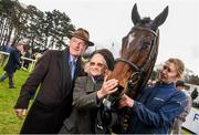 24 January 2016; Trainer Willie Mullins with his mother Maureen and Douvan after winning the Frank Ward Solicitors Arkle Novice Steeplechase. Leopardstown Racecourse, Leopardstown, Co. Dublin. Picture credit: Ramsey Cardy / SPORTSFILE
