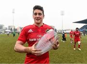 24 January 2016; Munster's Ronan O'Mahony with his man of the match award after the game. European Rugby Champions Cup, Pool 4, Round 6, Benetton Treviso v Munster. Stadio Comunale di Monigo, Treviso, Italy. Picture credit: Diarmuid Greene / SPORTSFILE