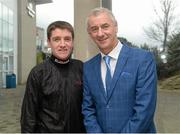 24 January 2016; Jockey Barry Geraghty, left, and former Liverpool player Ian Rush at the races. Leopardstown Racecourse, Leopardstown, Co. Dublin. Photo by Sportsfile