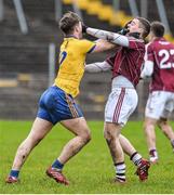 24 January 2016; Ultan Harney, Roscommon and Eamon Brannigan, Galway, confront each other. FBD Connacht League Final, Galway v Roscommon, Tuam Stadium, Tuam, Co. Galway. Picture credit: David Maher / SPORTSFILE