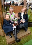 24 January 2016; Jockey Ruby Walsh with his wife Gillian and his daughters Isabella, left, and Elsa, after winning the BHP Insurances Irish Champion Hurdle aboard Faugheen. Leopardstown Racecourse, Leopardstown, Co. Dublin. Photo by Sportsfile