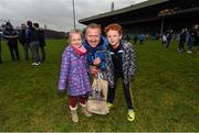 24 January 2016; St Mary's supporters Gearoid Constable with Sophie and Ned Hayes, right, following their victory. AIB GAA Football All-Ireland Intermediate Club Championship, Semi-Final, St Mary's v Ratoath. Gaelic Grounds, Limerick. Picture credit: Stephen McCarthy / SPORTSFILE