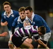 24 January 2016; Tomas Tierney, St Mary's College, is tackled by Josh Long, Terenure College. Bank of Ireland Leinster Schools Senior Cup, 1st Round, St Mary's College v Terenure College, Donnybrook Stadium, Donnybrook, Dublin. Picture credit: Dáire Brennan / SPORTSFILE