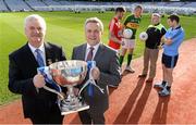 25 January 2016; In attendance at the launch of the 2016 Allianz Football Leagues, from left, Uachtarán Chumann Lúthchleas Gael Aogán Ó Fearghail, Sean McGrath, incoming CEO, Allianz Ireland, Eoin Cadogan, Cork, Kieran Donaghy, Kerry, Stephen Rochford, Mayo manager and Kevin McManamon, Dublin. The season marks a special milestone as Allianz and the GAA recently announced  five-year extension of their sponsorship. Division 1 champions Dublin face Kerry in the curtain-raiser under lights in Croke Park this Saturday, while Cork welcome Mayo to Pairc Ui Rinn on Sunday. Croke Park, Dublin. Picture credit: Brendan Moran / SPORTSFILE