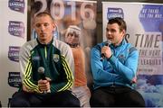 25 January 2016; In attendance at the launch of the 2016 Allianz Football Leagues, from left, Kieran Donaghy, Kerry and Kevin McManamon, Dublin. The season marks a special milestone as Allianz and the GAA recently announced  five-year extension of their sponsorship. Division 1 champions Dublin face Kerry in the curtain-raiser under lights in Croke Park this Saturday, while Cork welcome Mayo to Pairc Ui Rinn on Sunday. Croke Park, Dublin. Picture credit: Brendan Moran / SPORTSFILE