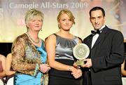 7 November 2009; Niamh Coyle, Roscommon, is presented with her Camogie Soaring Star award by Joan O'Flynn, President of the Camogie Association, and Paul Brady, three times World Handball Champion, during the 2009 Camogie Soaring Star Awards, in association with O'Neills. Citywest Hotel, Conference, Leisure & Golf Resort, Dublin. Picture credit: Pat Murphy / SPORTSFILE