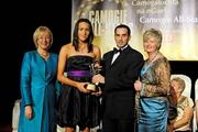 7 November 2009; Denise Gaul, Kilkenny, is presented with her O'Neills Young Player of the Year award by Paul Brady, three times World Handball Champion, and Joan O'Flynn, President of the Camogie Association, and Mary Hanafin T.D., Minister for Social and Family Affairs, during the 2009 Camogie All-Stars Awards, in association with O'Neills. Citywest Hotel, Conference, Leisure & Golf Resort, Dublin. Picture credit: Pat Murphy / SPORTSFILE