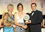 7 November 2009; Louise Mahony, Laois, is presented with her Camogie Soaring Star award by Joan O'Flynn, President of the Camogie Association, and Paul Brady, three times World Handball Champion, during the 2009 Camogie Soaring Star Awards, in association with O'Neills. Citywest Hotel, Conference, Leisure & Golf Resort, Dublin. Picture credit: Pat Murphy / SPORTSFILE