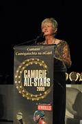 7 November 2009; Joan O'Flynn, President of the Camogie Association, speaking during the 2009 Camogie All-Stars Awards, in association with O'Neills. Citywest Hotel, Conference, Leisure & Golf Resort, Dublin. Picture credit: Pat Murphy / SPORTSFILE