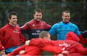 26 January 2016; Munster players from left, Stephen Archer, Gerhard van den Heever, Dave Foley and Mark Chisholm during squad training. Cork Institute of Technology, Bishopstown, Cork. Picture credit: Matt Browne / SPORTSFILE