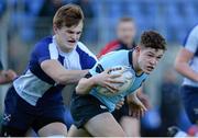 26 January 2016; Stephen Judge, St Michael's College, is tackled by Stephen Keane, St Andrew's College. Bank of Ireland Leinster Schools Senior Cup, 1st Round, St Andrew's College v St Michael's College, Donnybrook Stadium, Donnybrook, Dublin. Picture credit: Seb Daly / SPORTSFILE