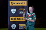 26 January 2016; Pictured is Saoirse Noonan, Cork City Women’s FC, after she was presented with the Continental Tyres Women’s National League Player of the Month Award for November & December 2015. Cork Institute of Technology, Co. Cork. Picture credit: Matt Browne / SPORTSFILE