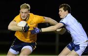 26 January 2016; Conor McGraynor, Dublin City University, in action against Daniel Monagle, Athlone Institute of Technology. Independent.ie HE GAA Sigerson Cup, 1st Round, Dublin City University v Athlone Institute of Technology, DCU Sportsgrounds, Ballymun, Dublin. Picture credit: Seb Daly / SPORTSFILE