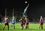 20 January 2016; Dylan Reeves-Wasik, Castletroy College, wins possession in a lineout. Munster Schools Senior Cup, 1st Round, Glenstal Abbey School v Castletroy College, Dooradoyle, Limerick. Picture credit: Diarmuid Greene / SPORTSFILE