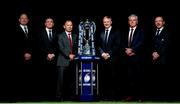 27 January 2016: Pictured are, from left to right, Scotland head coach Vern Cotter, France head coach Guy Noves, England head coach Eddie Jones, Ireland head coach Joe Schmidt, Wales head coach Warren Gatland and Italy head coach Jacques Brunel in attendance at the RBS Six Nations launch. The Hurlingham Club, Ranelagh Gardens, London, England. Picture credit: Paul Harding / SPORTSFILE