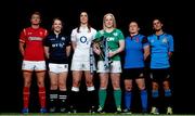 27 January 2016: Pictured are, from left to right, Wales captain Rachel Taylor, Scotland captain Lisa Martin, England captain Sarah Hunter, Ireland captain Niamh Briggs, Italy captain Sara Barattin and France captain Gaelle Mignot in attendance at the RBS Six Nations launch. The Hurlingham Club, Ranelagh Gardens, London, England. Picture credit: Paul Harding / SPORTSFILE