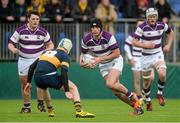 28 January 2016; Seán McCrohan, Clongowes Wood College, in action against Connall Howley, The King's Hospital. Bank of Ireland Leinster Schools Senior Cup 1st Round, King's Hospital v Clongowes Wood College. Donnybrook Stadium, Donnybrook, Dublin. Picture credit: Piaras Ó Mídheach / SPORTSFILE