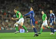14 November 2009; Keith Andrew, Republic of Ireland, in action against Yoann Gourcuff, France. FIFA 2010 World Cup Qualifying Play-off 1st Leg, Republic of Ireland v France, Croke Park, Dublin. Picture credit: David Maher / SPORTSFILE