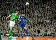 14 November 2009; Kevin Kilbane, Republic of Ireland, in action against Yoann Gourcuff, France. FIFA 2010 World Cup Qualifying Play-off 1st Leg, Republic of Ireland v France, Croke Park, Dublin. Photo by Sportsfile